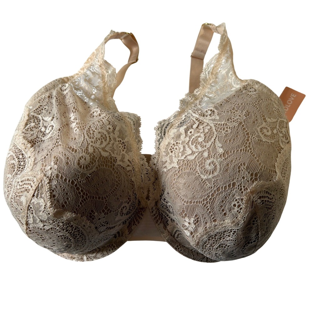 ThirdLove 24/7 Lace Contour Plunge Bra Beige Nude 38G NEW